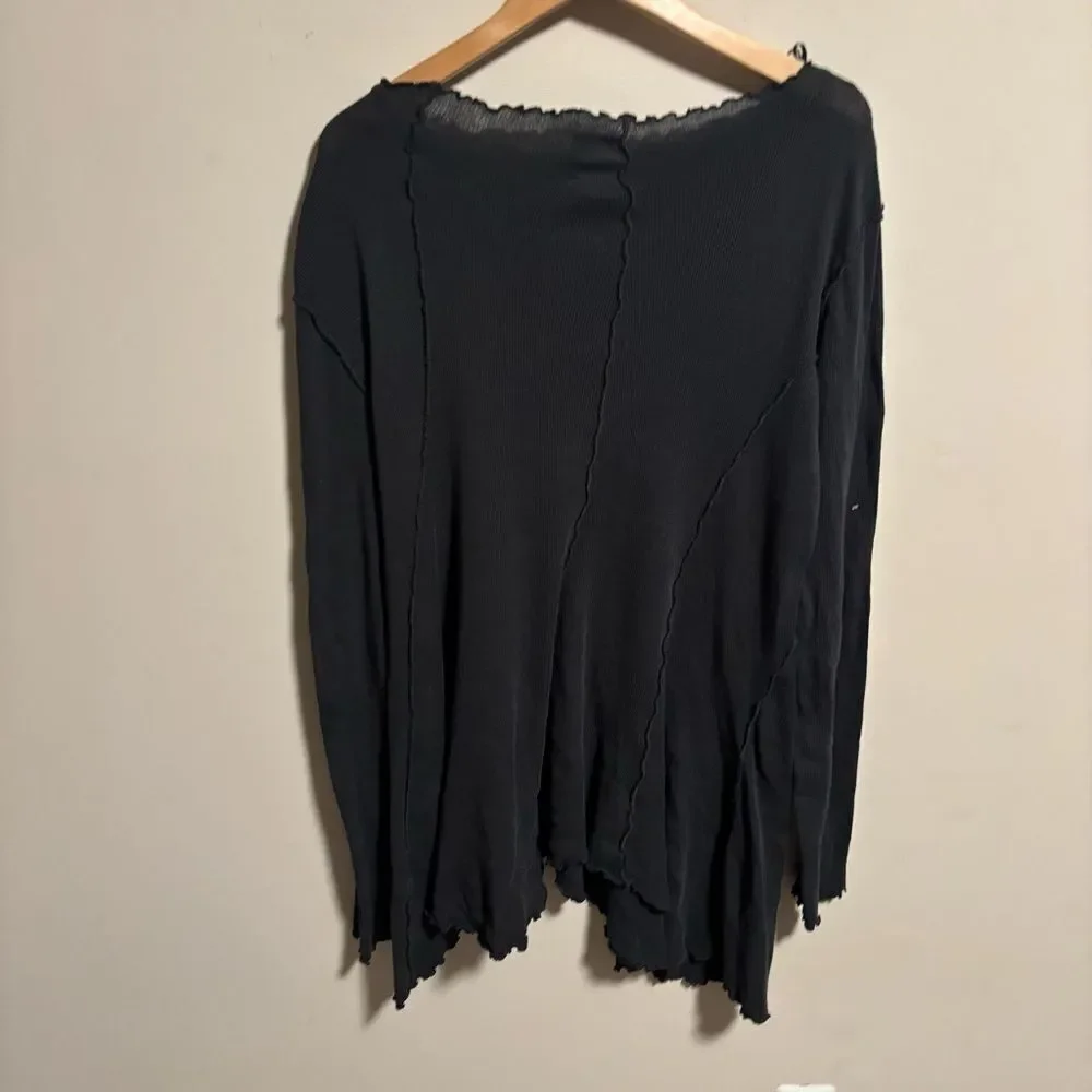 Free People Care Full Swing Asymmetrical Tunic - Black- Size Large